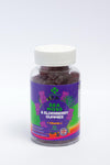 Bottle of Sea Moss & Elderberry Gummies with a colorful label on a white background